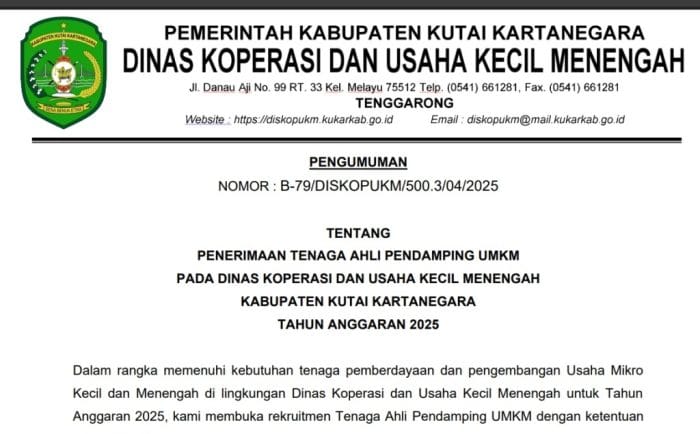 Tenaga Pendamping UMKM Kukar